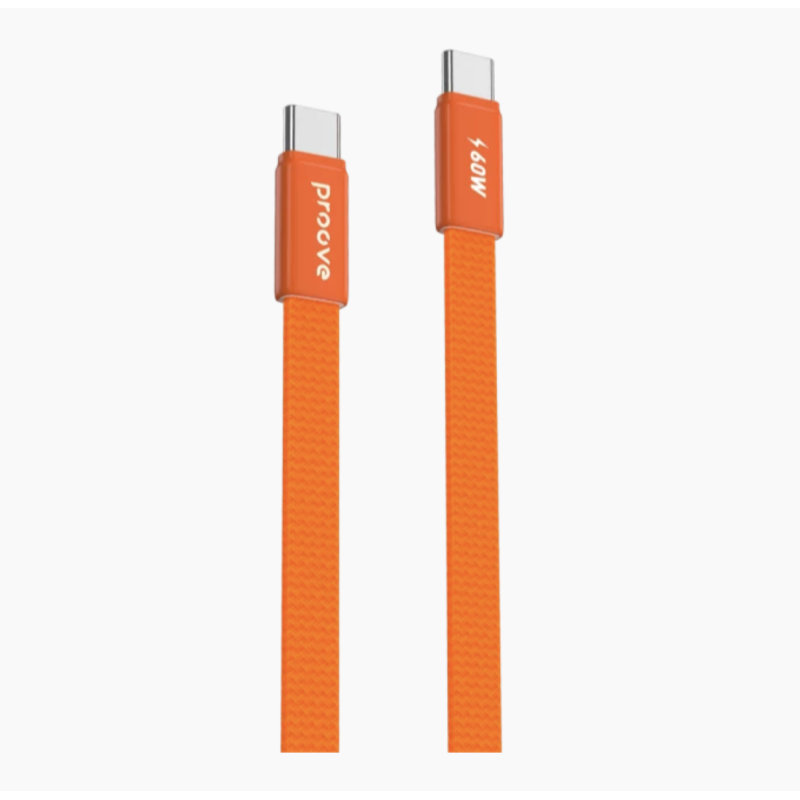 Proove Airline USB-C uz USB-C Kabelis 60W 1m – Oranžs